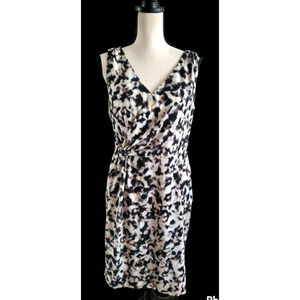 Ann Taylor Silky Cross-Over Front Sleeveless Animal Print Sheath Dress Sz 10